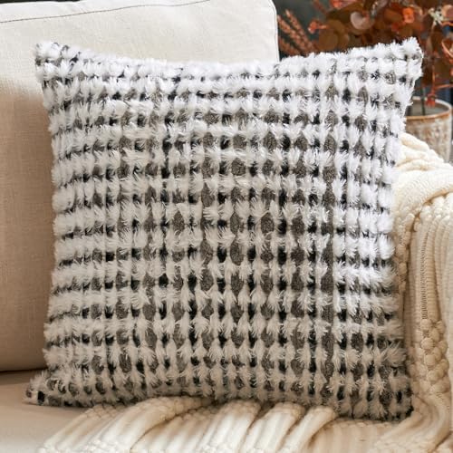 Aeckself Boho Chenille Tufted Pillow Cover 18x18 Inch, Decorative Square Throw by AECKSELF