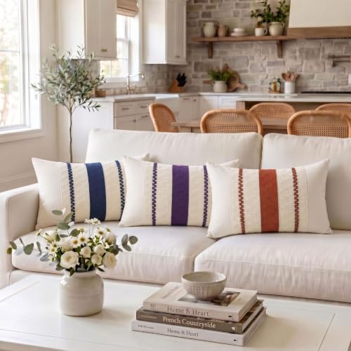 Fancy Homi Set of 2 Boho Burnt Orange Long Lumbar Decorative Throw Pillow Cover - Image 2