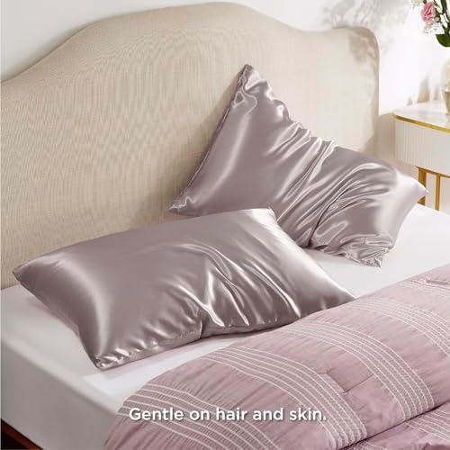 Bedsure Satin Pillowcase with Zipper, Pillow Cases Queen Size Set of 2 - Image 2