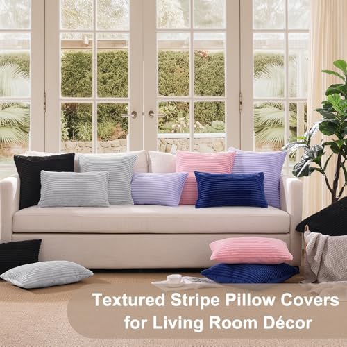 Soft Plush 20x54 Body Pillow Case, Textured Stripe Body Pillow Cover - Image 4