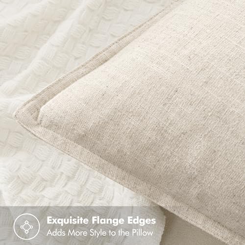 MIULEE Neutral Cream/Gray Boho Linen Pillow Covers 18x18 Inch Pack of 4 - Image 3