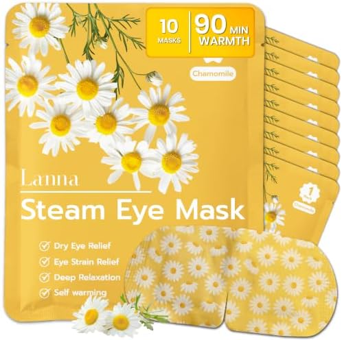 LANNA Heated Steam Eye Mask, Disposable 120 Minutes Chamomile Scent 10 Pcs by steameyemask