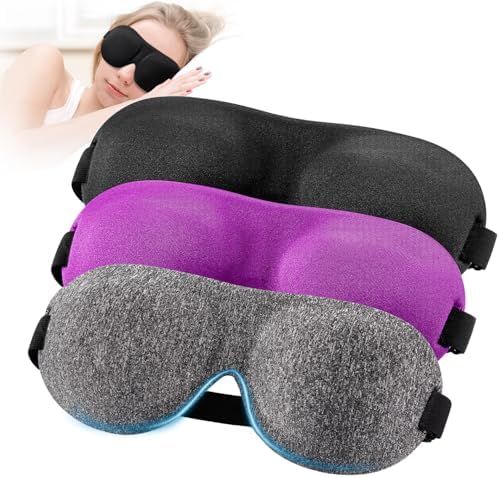 YIVIEW Sleep Mask for Back and Side Sleeper 3 Pack, 100% Blackout Eye Mask by YIVIEW
