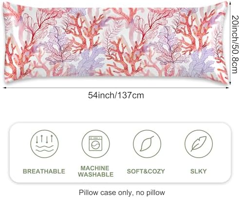 Satin Body Pillowcase Rose Pink Coral Reef Imitation Silk Pillow Cover - Image 2