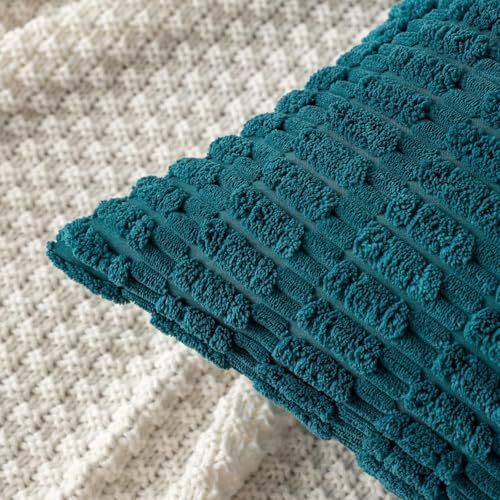 MIULEE Corduroy Decorative Throw Pillow Covers 16x16 Teal Pack of 2 - Image 6