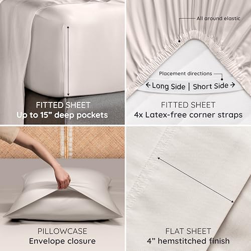 Bambaw 100% Viscose Derived from Bamboo Sheets Full Size Set – 4pcs Cooling - Image 6