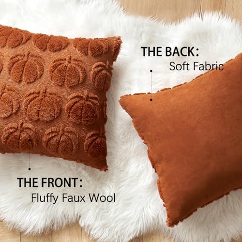 MIULEE Fall Pillow Covers Pumpkin Fall Decor 26x26 Dark Rust - Image 6