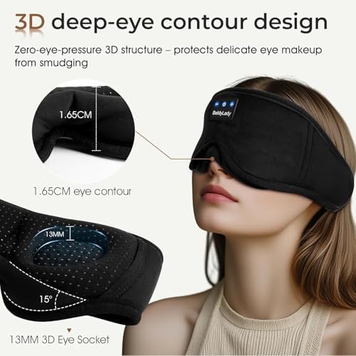 Sleep Mask with Bluetooth Headphone, 100% Blackout, Zero Eye Pressure - Image 3