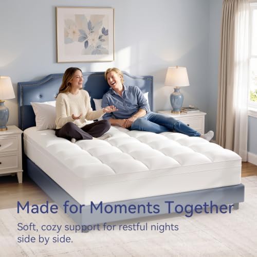 ELEMUSE Cal King Mattress Topper, Extra Thick Pillow Top Mattress Pad Cover - Image 2