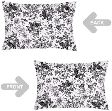 Black and White Porcelain Floral Throw Pillow Cases Queen Size Set of 2 - Image 5
