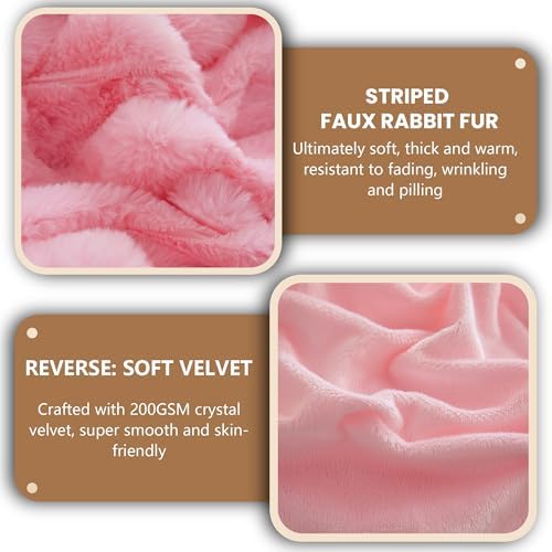 MEGO 20x54 Body Pillow Cover, Fluffy Wide Ribbed Faux Rabbit Fur - Image 5