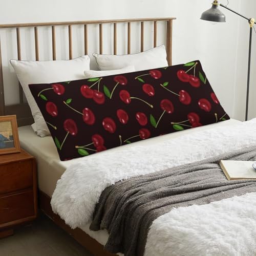 Red Cherry Body Pillowcase, Long Pillow Cover 20"x54" Soft Moisture-Wicking - Image 7