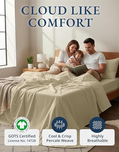 LANE LINEN California King Bed Sheets 100% Organic Cotton Cooling - Image 2