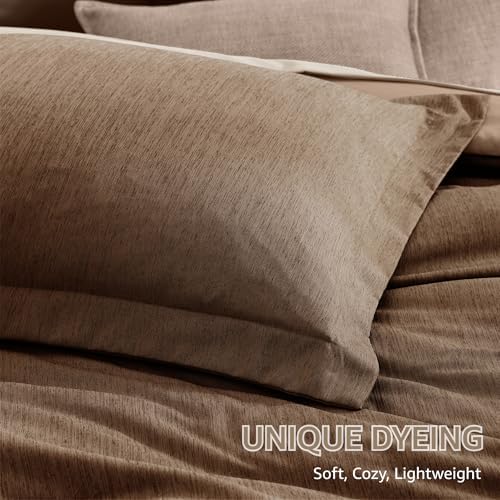 Monbix King Size Comforter Set 7 Pieces Brown Cationic Dyeing Bed in a Bag - Image 6