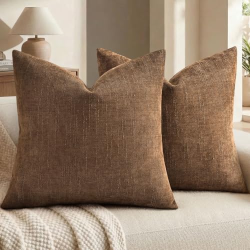 decorUhome Chenille Decorative Throw Pillow Covers 20x20 Set of 2 by decorUhome