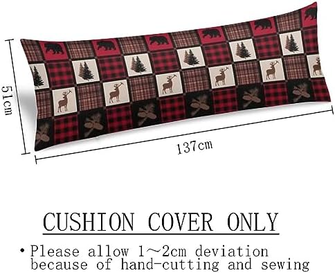 Christmas Body Pillow Cover, Wildlife Elk Moose Bear Deer Pine Tree Forest - Image 3
