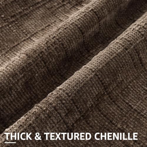 decorUhome Textured Chenille Throw Pillow Covers 26x26 Set of 2 Taupe - Image 2
