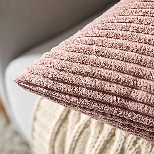 MIULEE Decorative Corduroy Throw Pillow Covers Set of 2 20x20 Blush Pink - Image 2