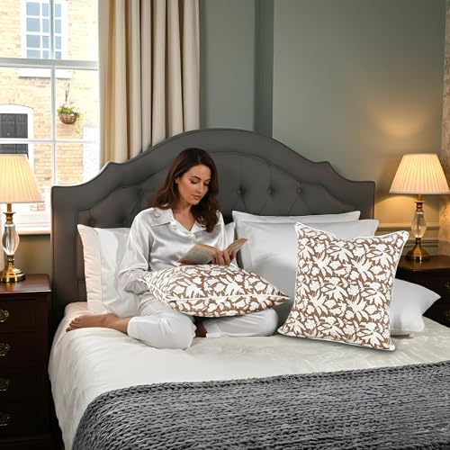 Ridhi Block Print Oak Brown Cotton Pillow Cover 16" x 16" Set of 2 - Image 5