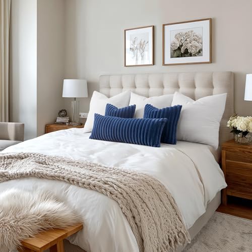 MIULEE Faux Fur Decorative Throw Pillow Covers 18x18 Set of 2 Navy Blue - Image 6