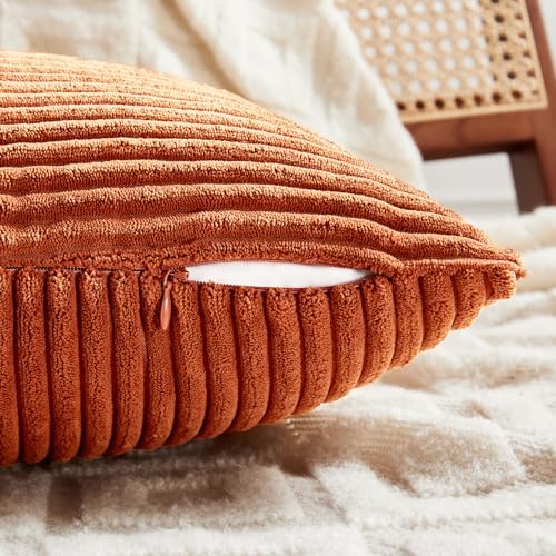 Fancy Homi Set of 2 Burnt Orange Long Lumbar Decorative Throw Pillow Covers - Image 4