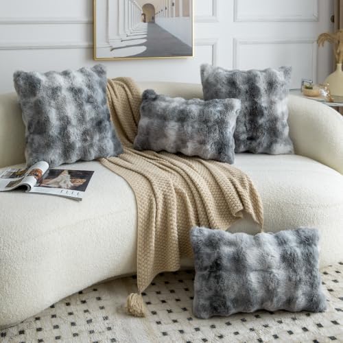 MADIZZ Pack of 2 Thick Plush Faux Wool Throw Pillow Covers Soft Boho Throw - Image 4
