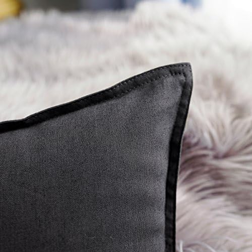 Jeanerlor Natural Cotton Linen Decorative Lumbar Throw Pillow Case Dark Grey - Image 6