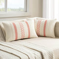 MIULEE Set of 2 Coral Red Boho Decorative Lumbar Pillow Covers 12x20 Inch by MIULEE