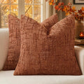 MIULEE Chenille Textured Fall Throw Pillow Covers Burnt Orange 20x20 by MIULEE