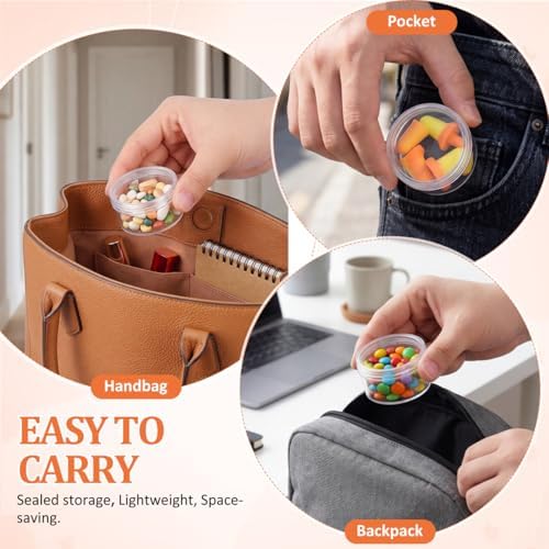 HEALLILY 10pcs Small Pill Case Clear Round Plastic Storage Containers Pill Box - Image 5