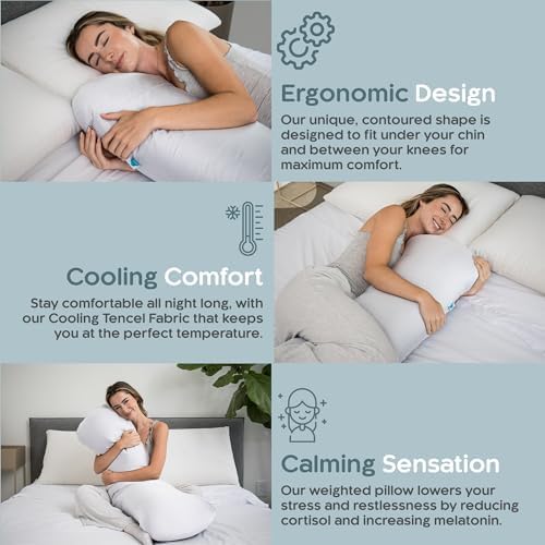 SleepCloud Weighted Body Pillow 8lbs, Cooling Tencel Cover, 48” x 14” XL - Image 4