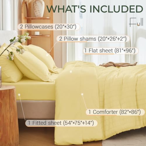 MUXHOMO 7 Pieces Full Comforter Set, Seersucker Bed in a Bag Full Size - Image 4