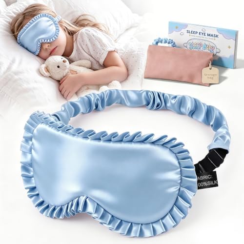 Kids Silk Sleep Mask, 22 Momme 100% Mulberry Silk Eye Mask by Pyopbow