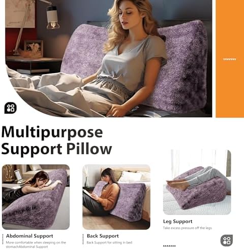Thicken Furry Headboard Pillow King Padded Headboard Large Bolster Triangular - Image 2