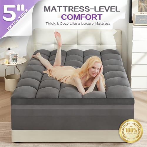 SINWEEK Dual Layer 5 Inch Memory Foam Mattress Topper King Size, 2 Inch Gel - Image 4