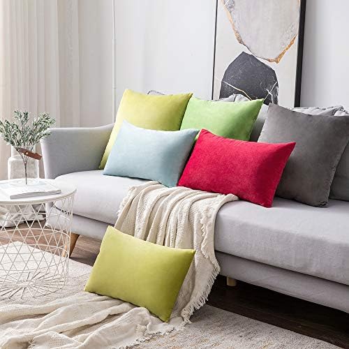 MIULEE 12x20 Inch Lumbar Velvet Throw Pillow Covers Medium Gray - Image 4