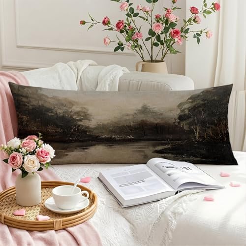 Vintage Moody River Landscape 20x54 Body Pillow Cover, Rustic Farmhouse Country - Image 6