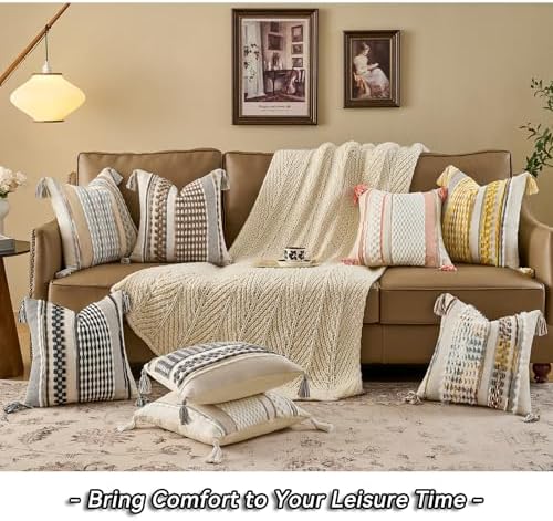 AmHoo Chenille Striped Textured Boho Throw Pillow Covers Aesthetic - Image 5