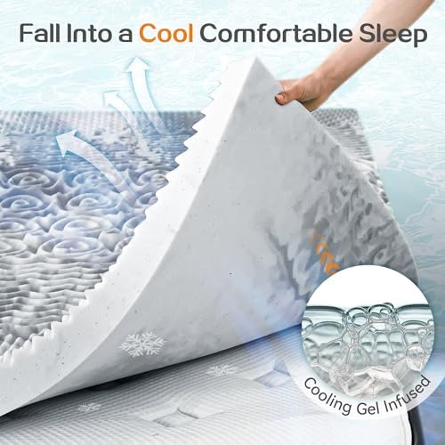 SINWEEK Mattress Topper 5-Zone Memory Foam Mattress Topper Pressure Relieve - Image 5