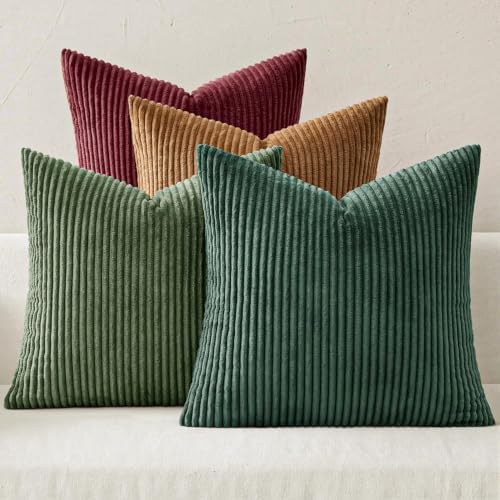 MIULEE Soft Corduroy Decorative Throw Pillow Covers Christmas Green 22x22 by MIULEE