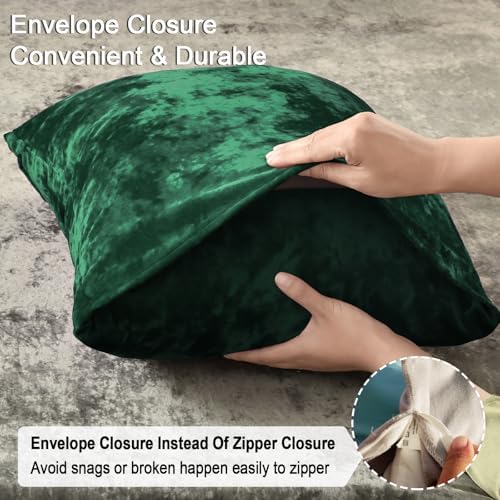 PHF Truly Velvet Pillowcases Standard 20" x 26", Emerald Green, No Insert - Image 5