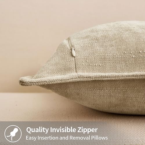 Allorry Throw Pillow Covers 22x22 Oatmeal Chenille Solid Home DecorSY014D22 - Image 2