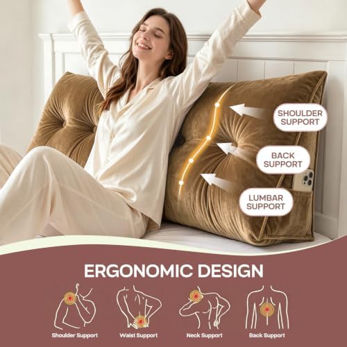 Wedge Headboard Pillow for Back Support, Removable Cover - Image 2