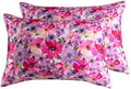 Floral Printed Satin Pillowcase, Standard Cooling Pillow Case Set of 2 by LCBD
