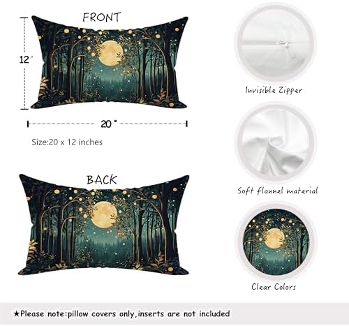 Rustic William Morris Inspired Night Moon Forest Decor Pillow Covers 18x18 - Image 2