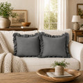 JoraLion Ruffled Throw Pillow Cover 20x20 Solid Gray by JoraLion