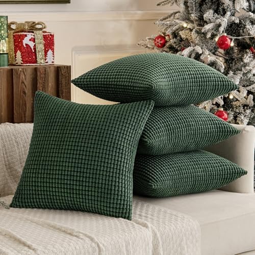 MIULEE Decorative Pillow Covers 18x18 Inch Set of 4 Christmas Dark Green - Image 2