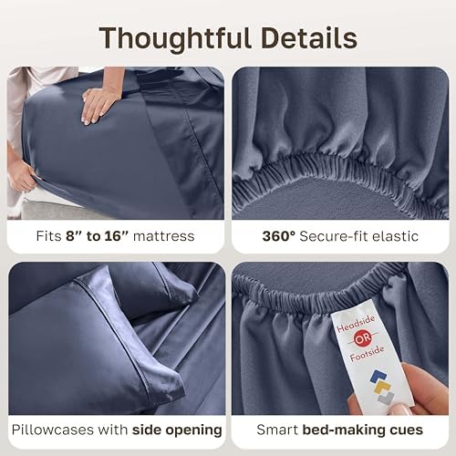 California Design Den Soft 100% Cotton Sateen Full Bed Sheets - Image 5