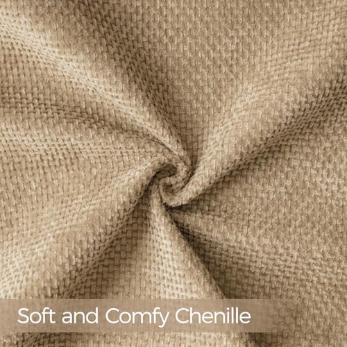 a moment Light Brown Chenille Throw Pillow Covers 22x22 Inch Pack of 2 Modern - Image 5