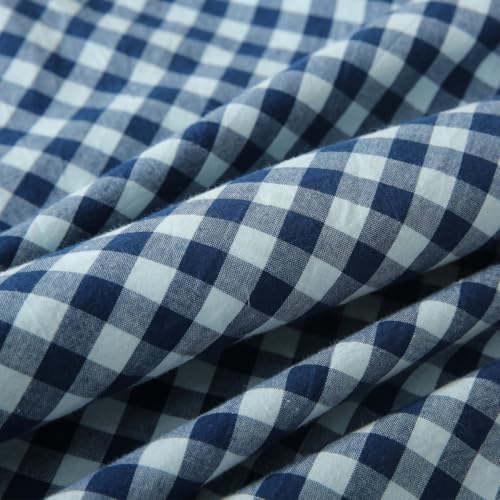Silnuo Navy Blue/White Gingham Plaid Ruffle Throw Pillow Covers 18"x18" - Image 5